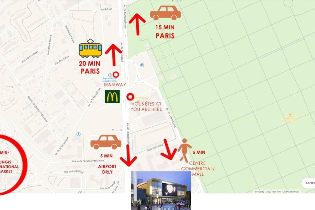 Appartement Paisible Et Bien Situe - Proche Aeroport D'Orly Et Tramway Pour Paris Thiais Eksteriør bilde